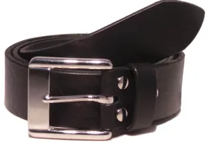 1.5 Inch Black Designer Leather Trouser Belt