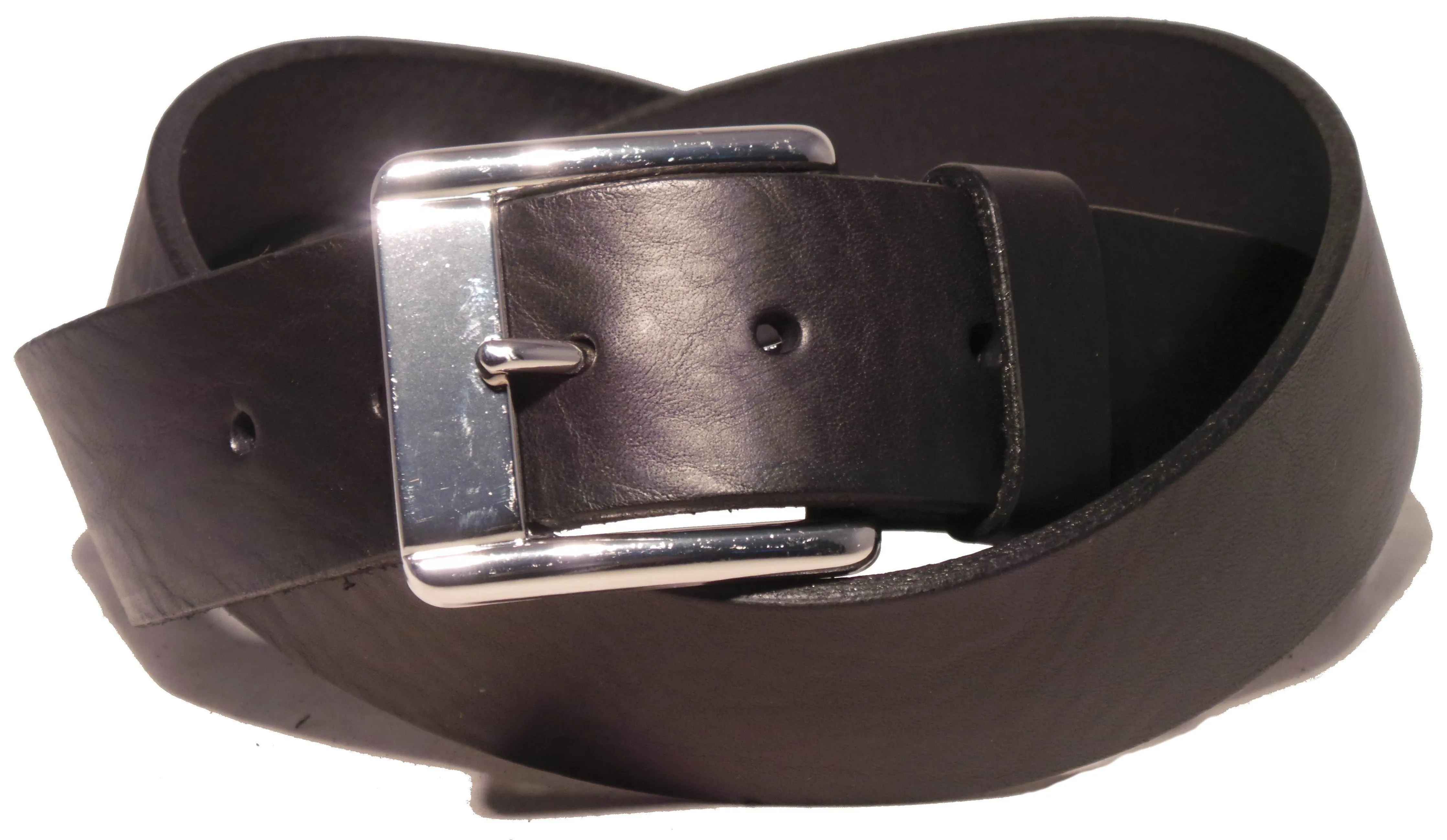 1.5 Inch Black Designer Leather Trouser Belt