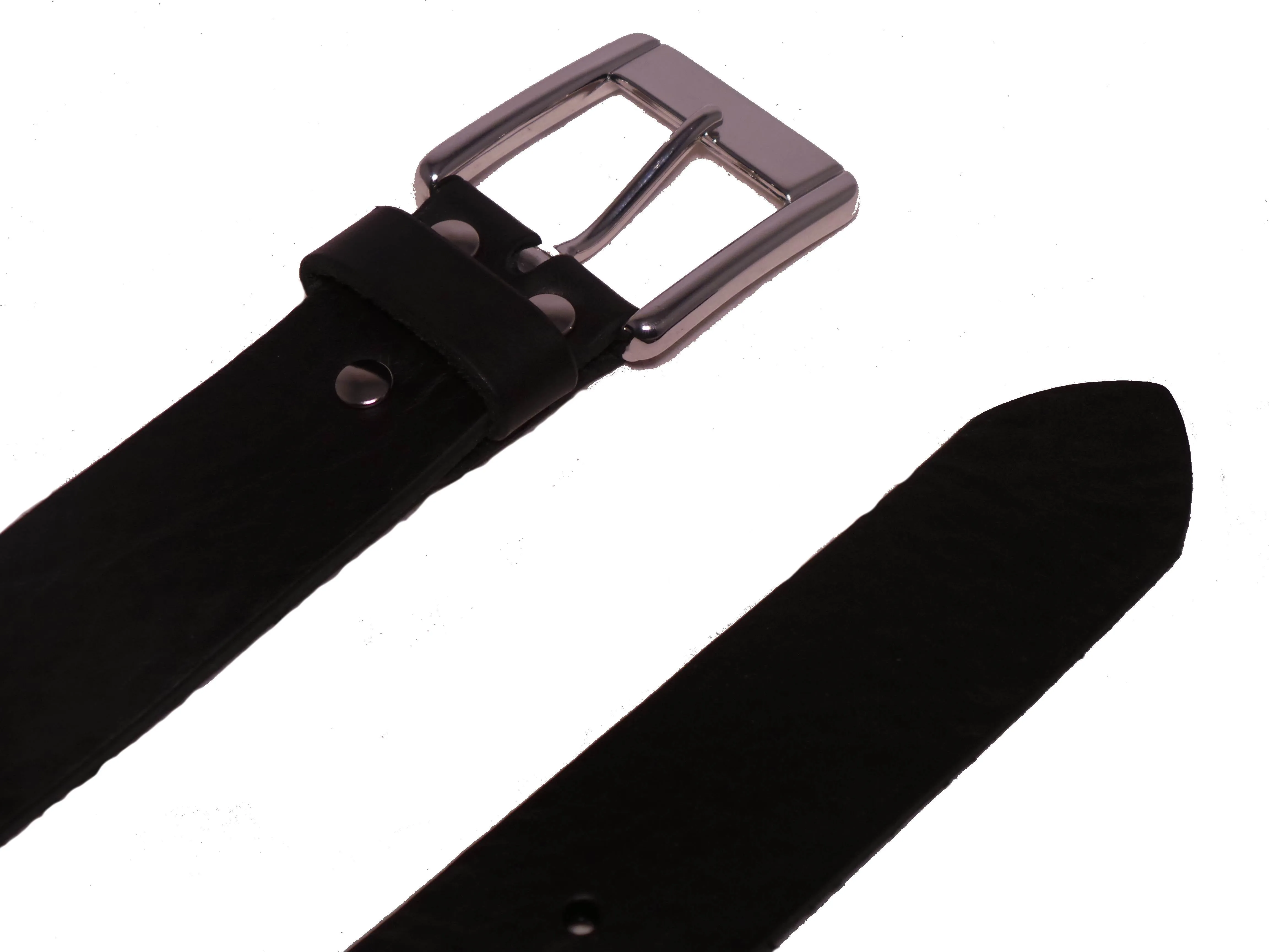 1.5 Inch Black Designer Leather Trouser Belt