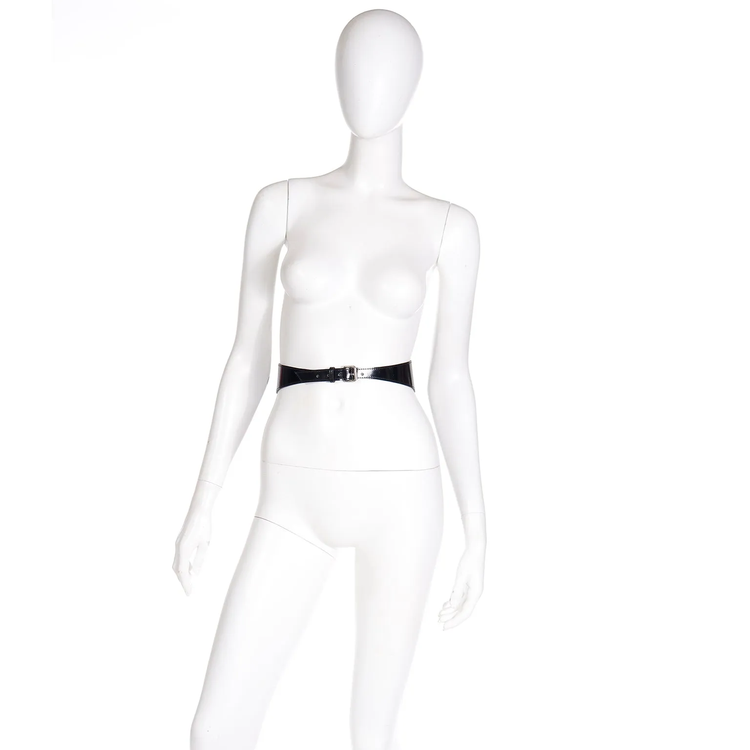 1980s Azzedine Alaia Black Patent Leather Wide Belt W Zipper