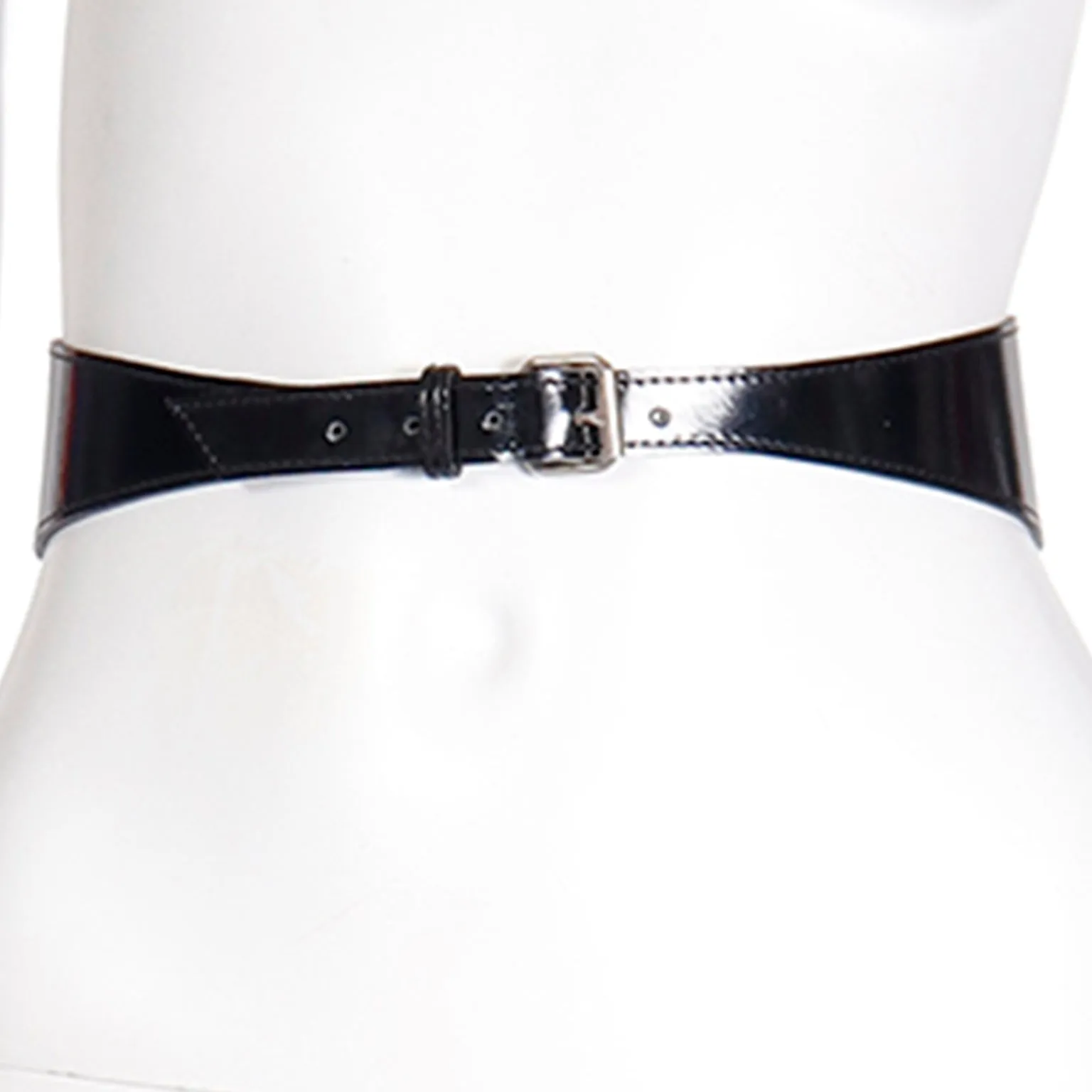 1980s Azzedine Alaia Black Patent Leather Wide Belt W Zipper