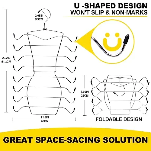 3 Pack Closet-Organizer,8 Tier Tank-Top-Hanger,Closet-Organizers-and-Storage Bar-Hangers-Space-Saving,Apartment Dorm-Room-Essentials-for-College-Students-Girls Organization-and-Storage Camisoles Scarf