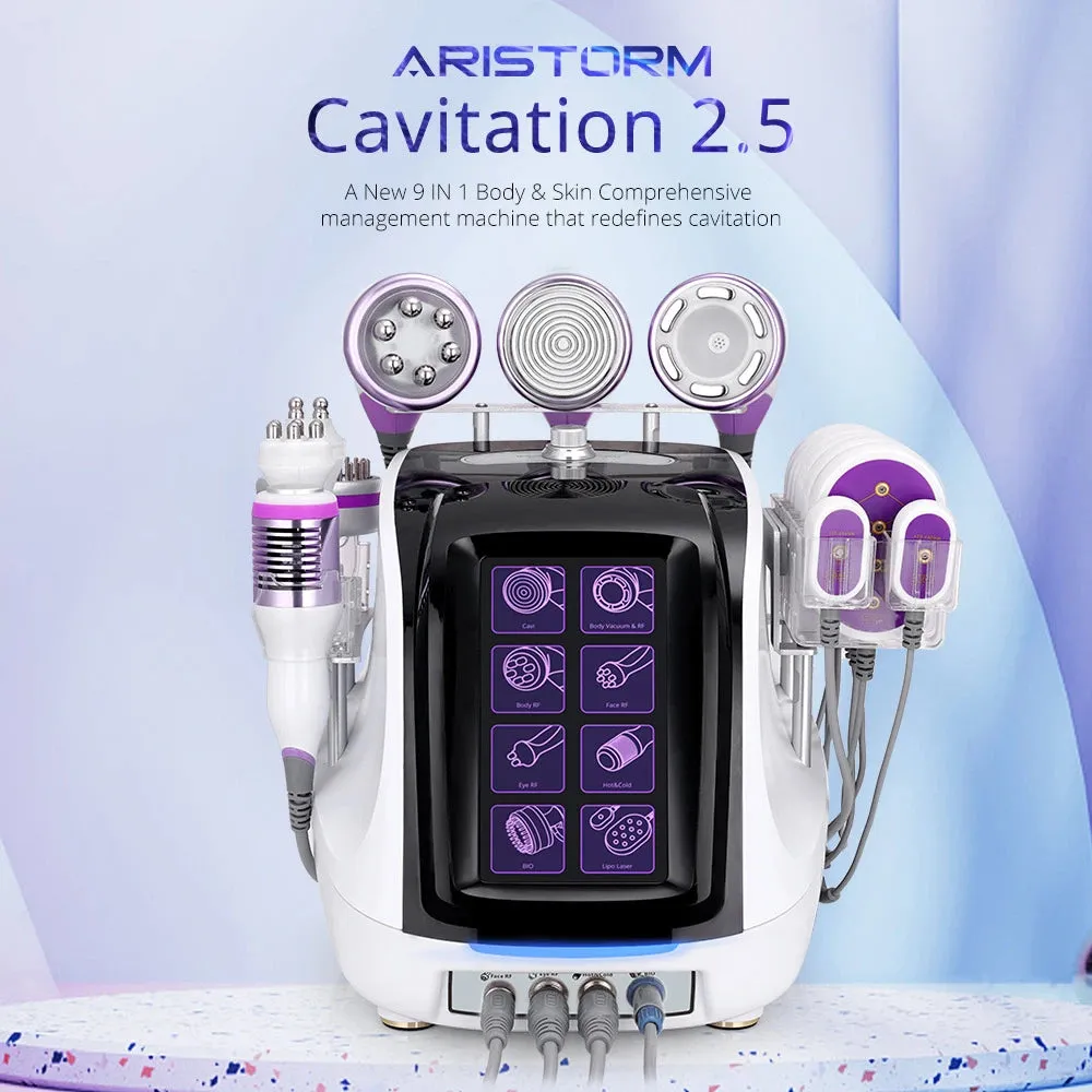 9In1 Aristorm 40k Ultrasonic Cavitation 2.5 Radio Frequency Slim Microdermabrasion Machine