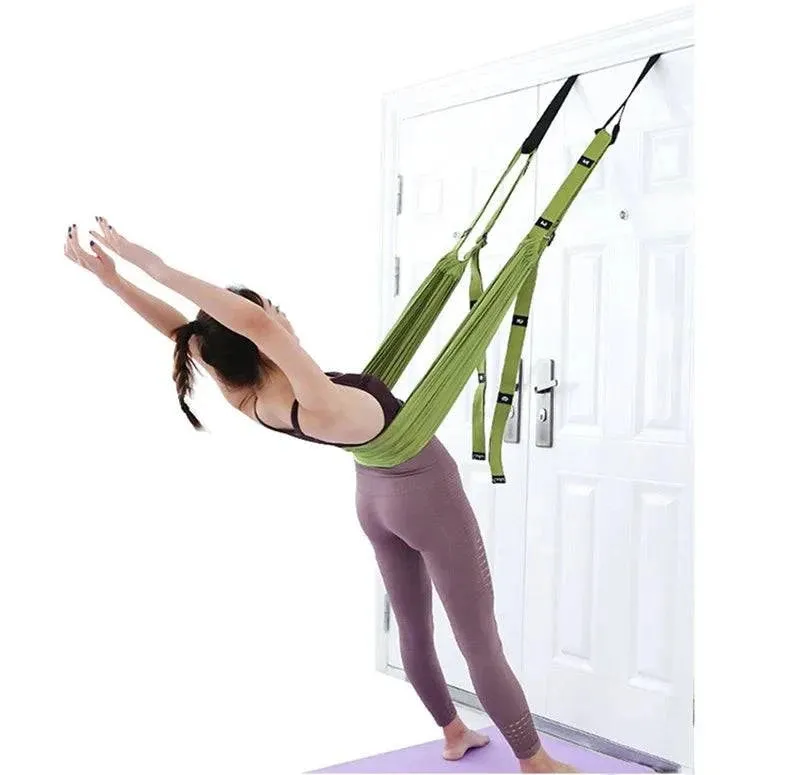 Adjustable Aerial Yoga Strap Elastic Stretch Door Hanging Yoga Belts Hammock Swing Fitness Handstand Rope Training Device Women