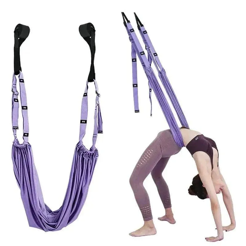 Adjustable Aerial Yoga Strap Elastic Stretch Door Hanging Yoga Belts Hammock Swing Fitness Handstand Rope Training Device Women