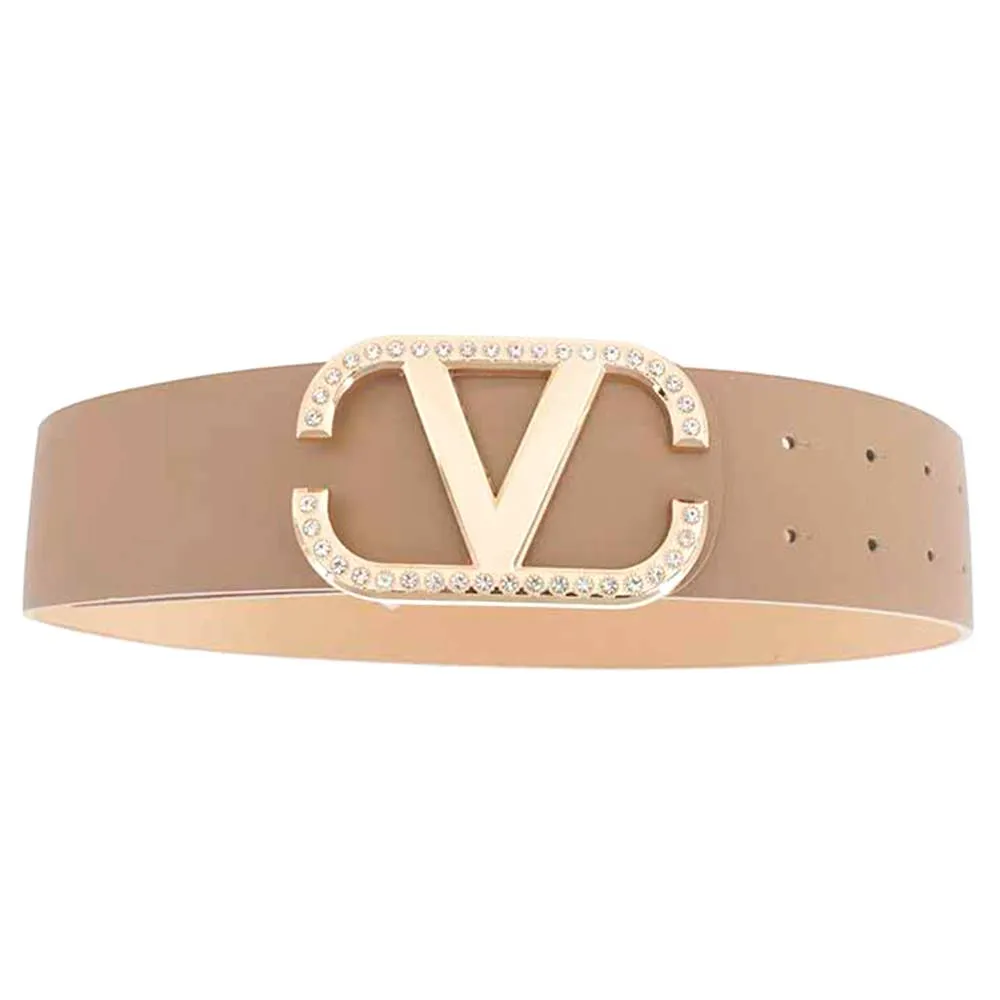 Angled Rhinestone Inverted V Buckle Belt