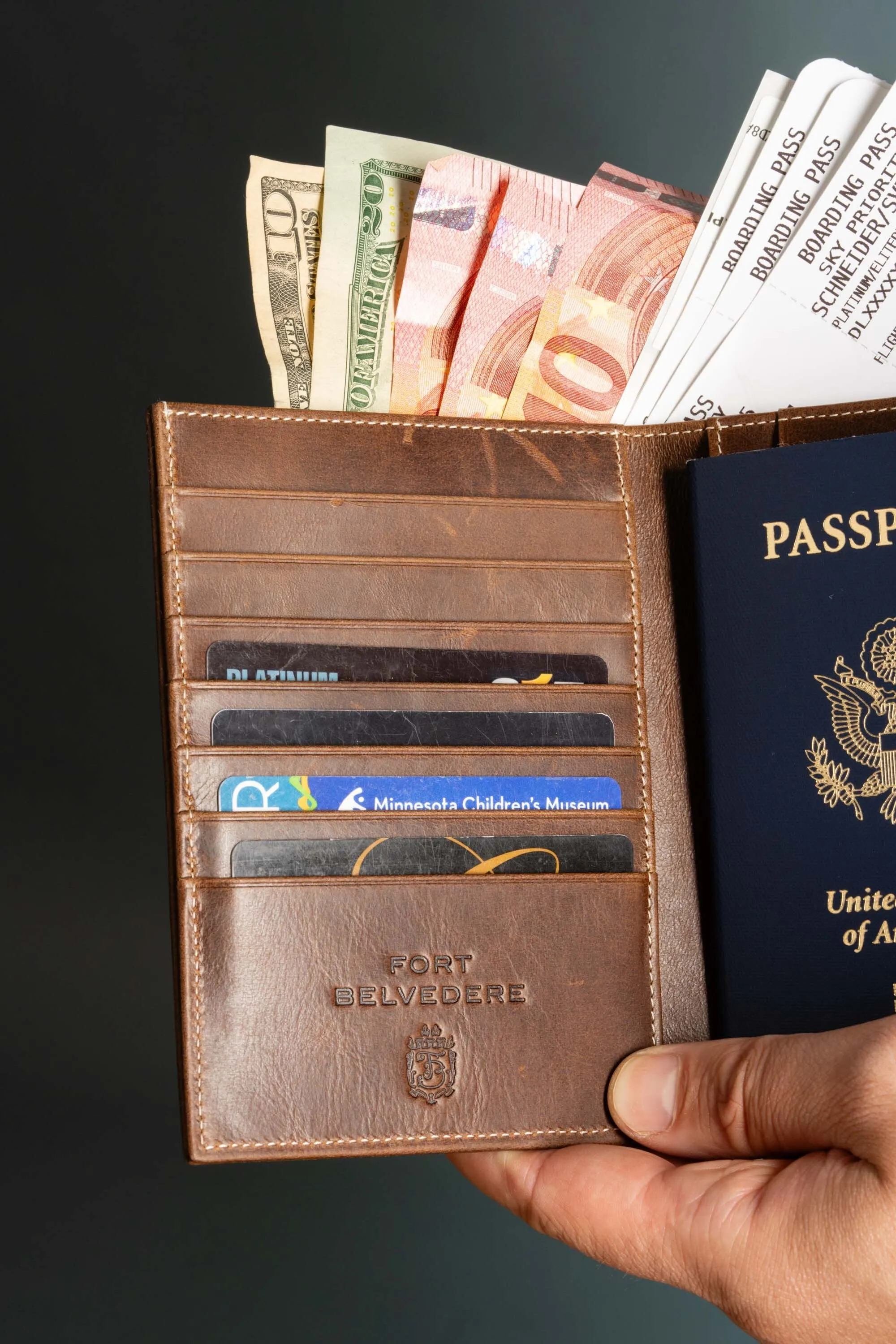 Antique Mahogany Full-Grain Leather Passport Holder