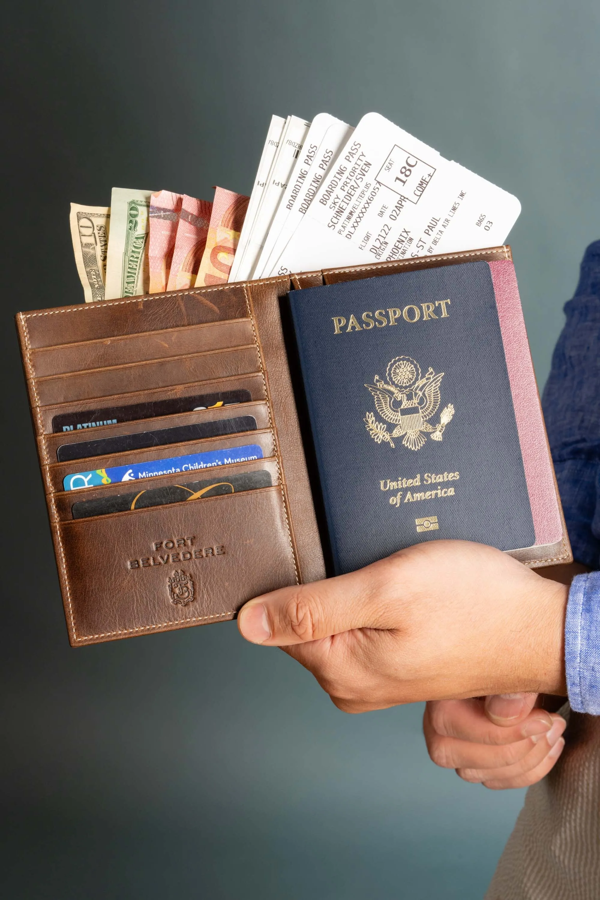 Antique Mahogany Full-Grain Leather Passport Holder