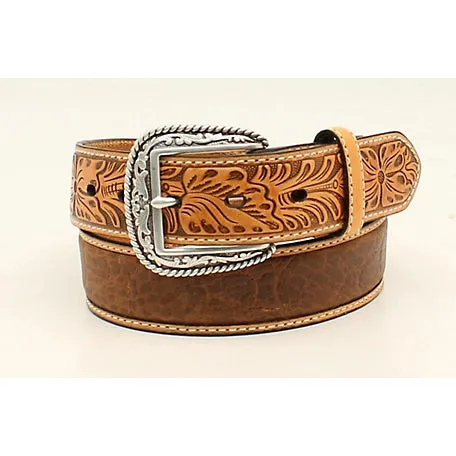 Ariat Tan Crocodile Floral Tabs Belt