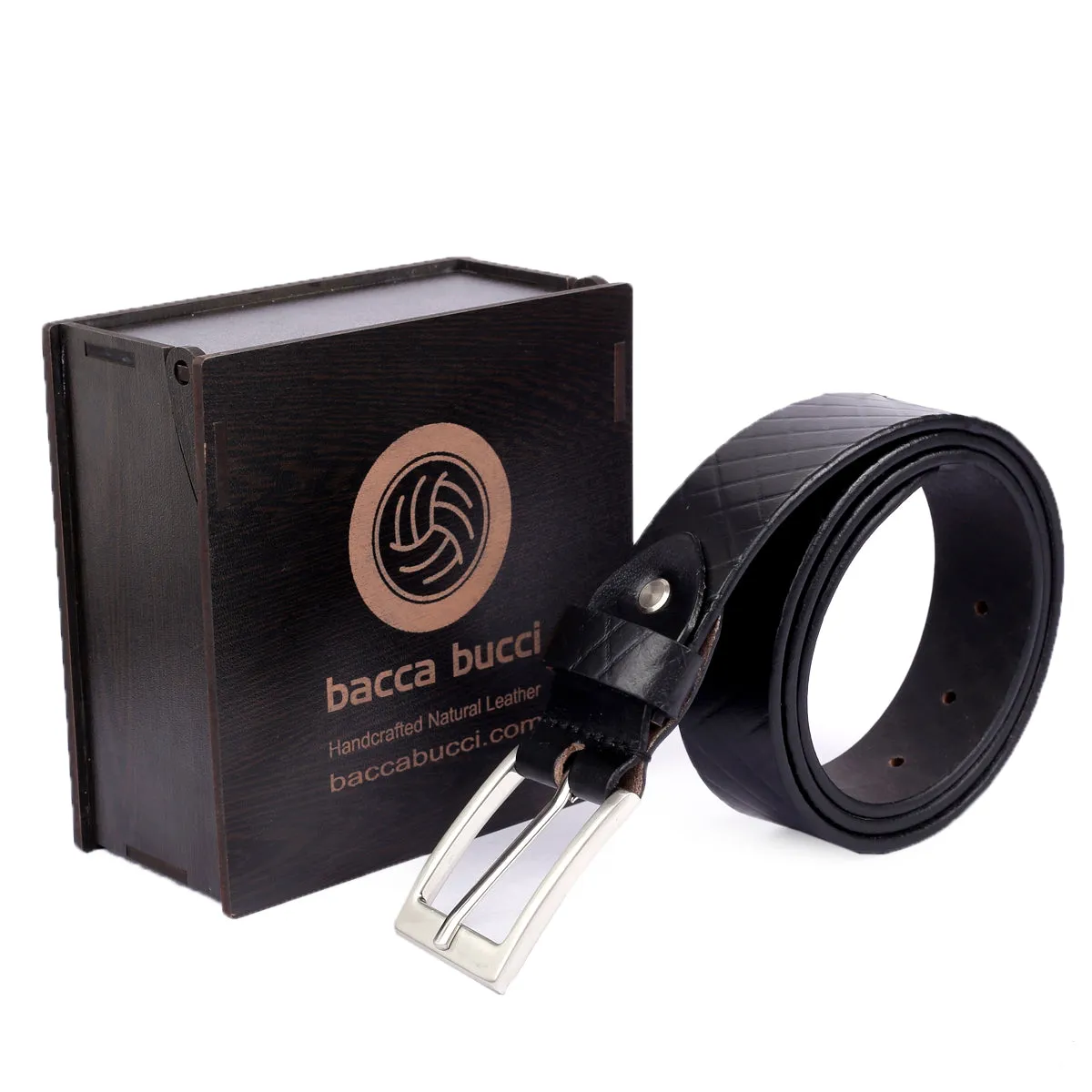 Bacca Bucci Genuine Textured Leather Belt for Casual Jeans & Dress with elegant Steel buckle