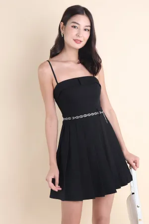 BERT PLEATED CAMI DRESS IN BLACK