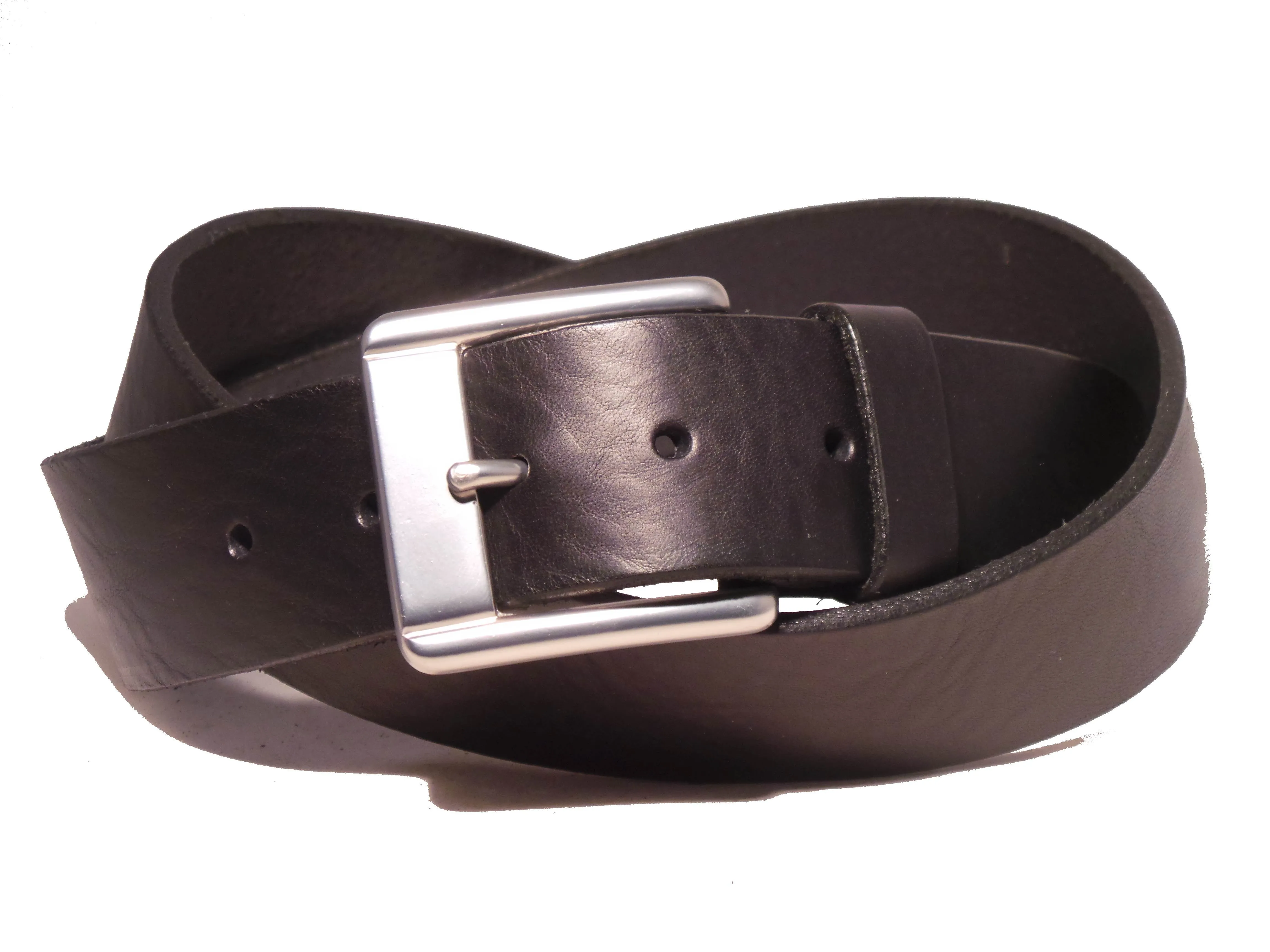 Black 1.5 Inch (38mm) Leather Trouser Belt