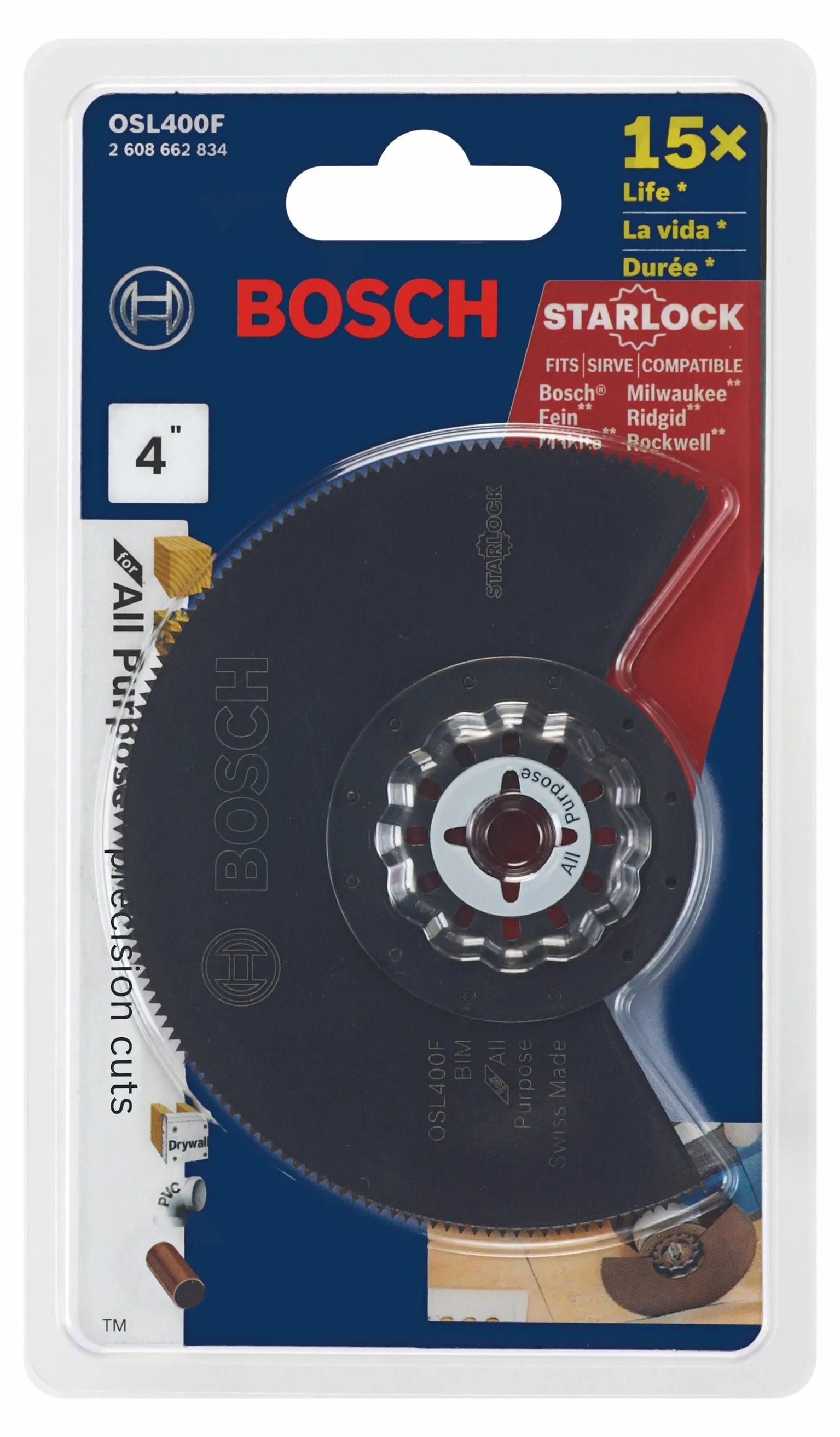 BOSCH OSL400F 4 In. Starlock® Oscillating Multi Tool Bi-Metal Segmented Saw Blade