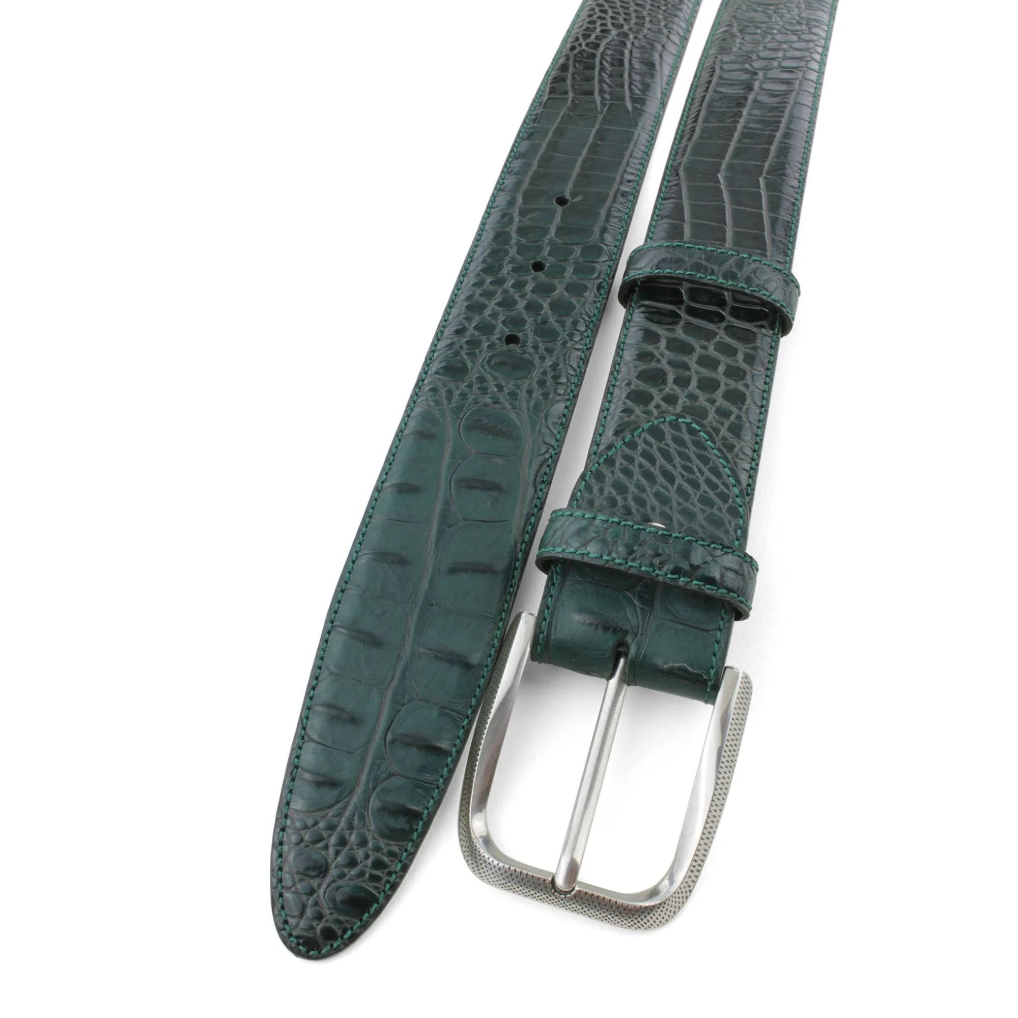 Bottle Green Mock Croc Dimple Belt