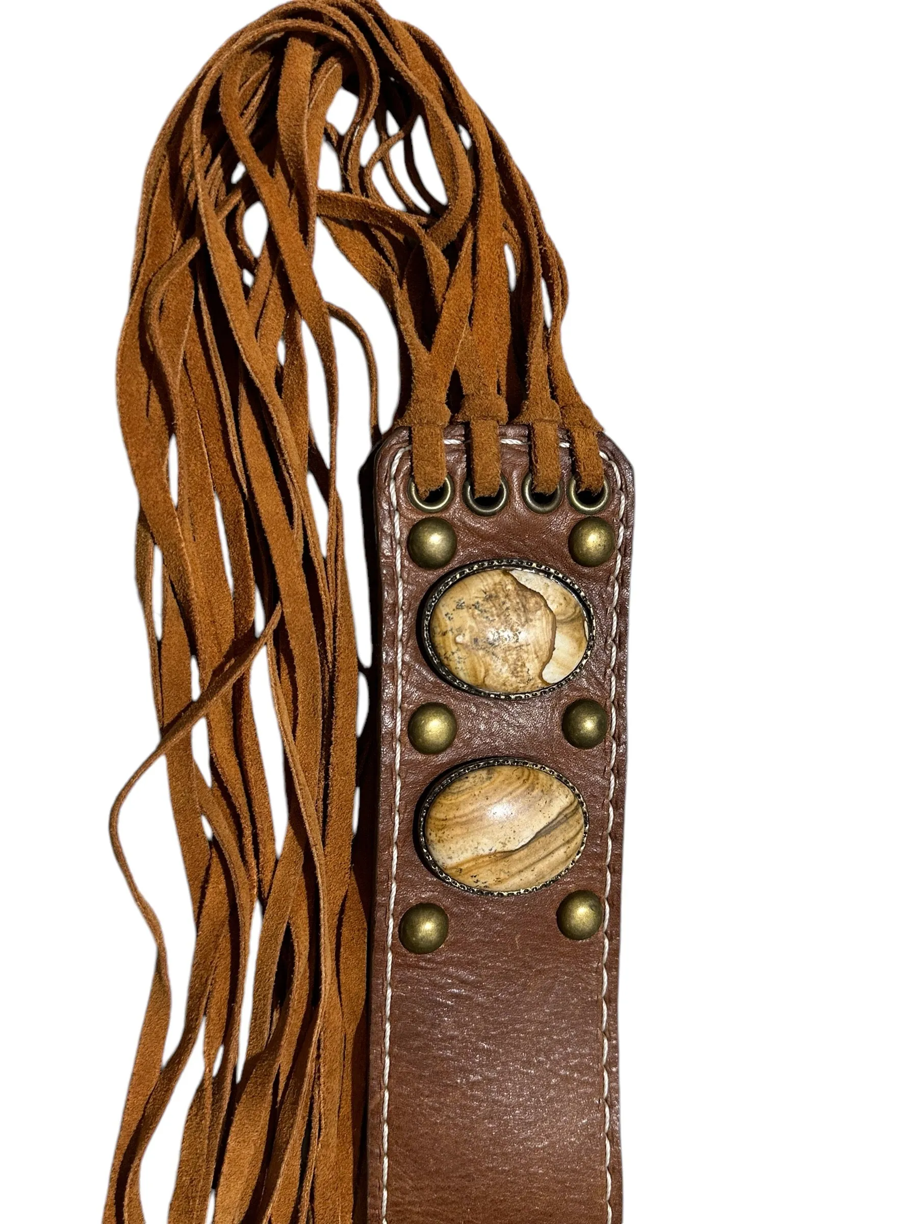 Brown Leather Belt w/ Agate