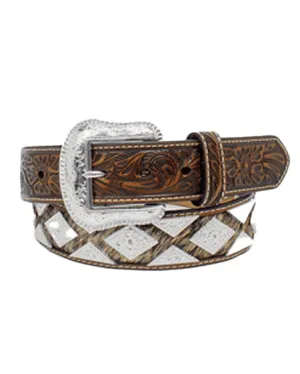 Calf Hair Diamond Conchos Belt