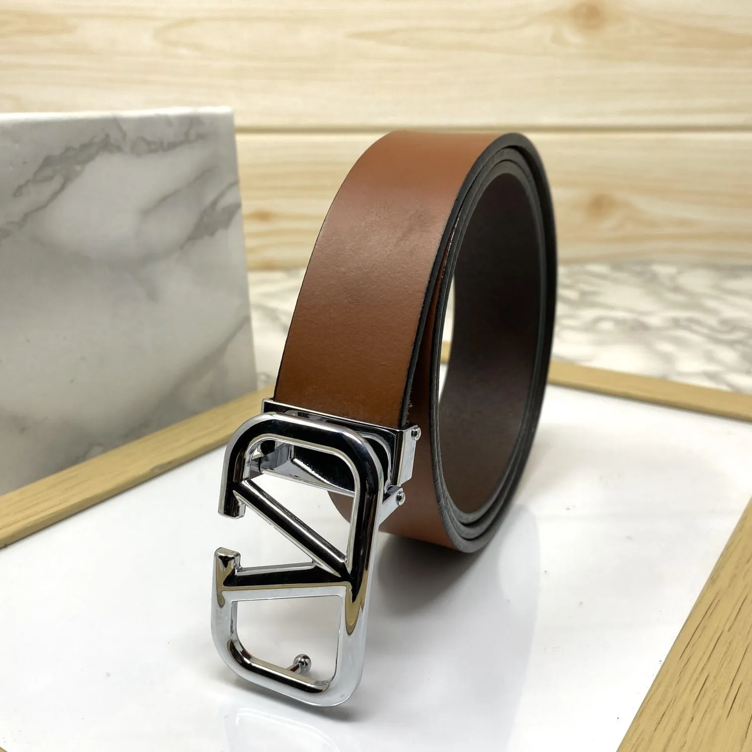 Casual V-Pattern Leather Strap Belt-JonasParamount