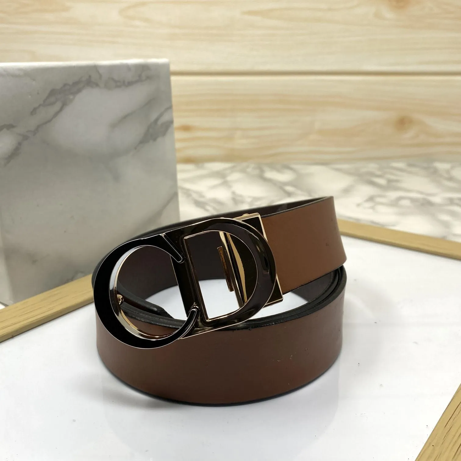 CD-Double Tone Leather Strap Belt-JonasParamount