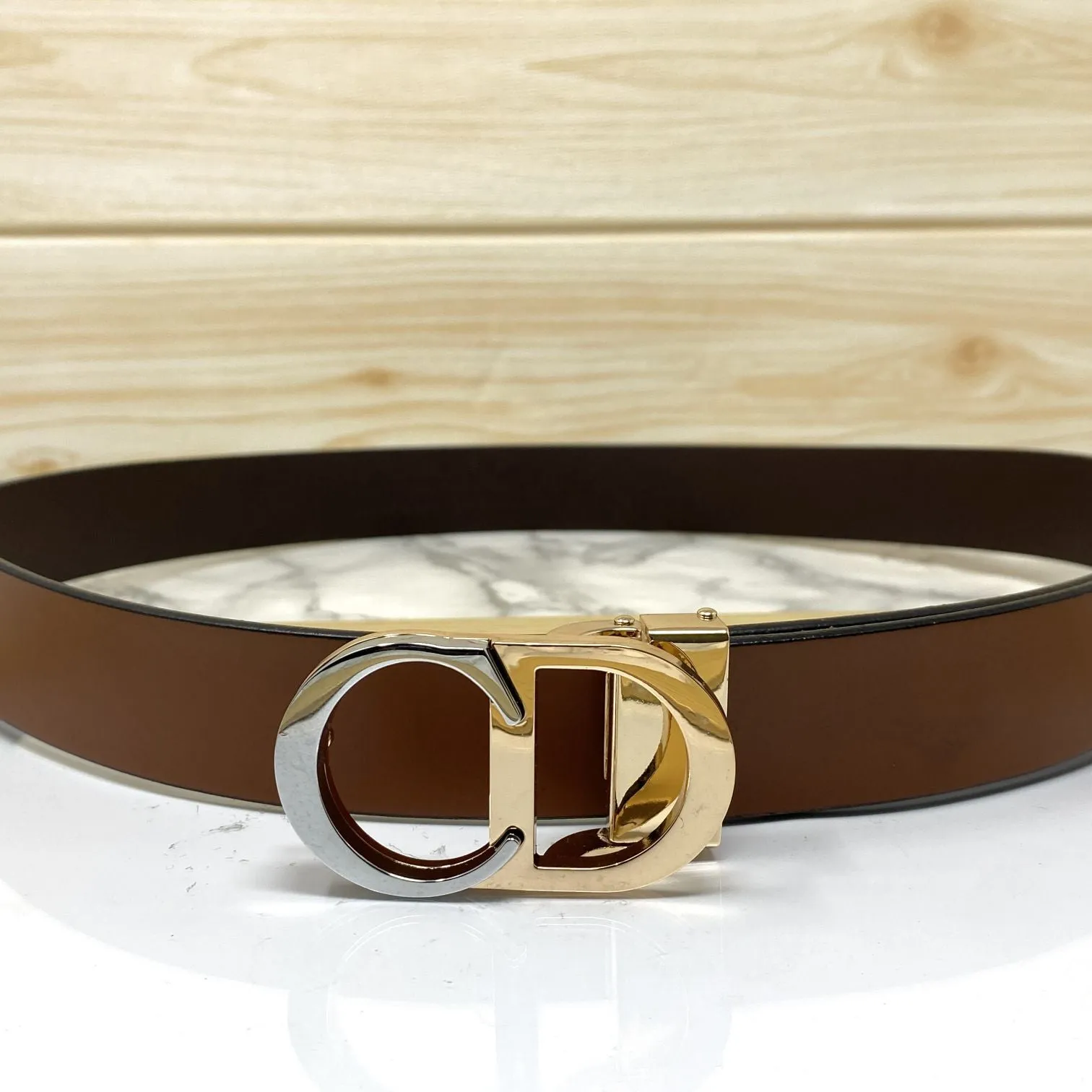 CD-Double Tone Leather Strap Belt-JonasParamount