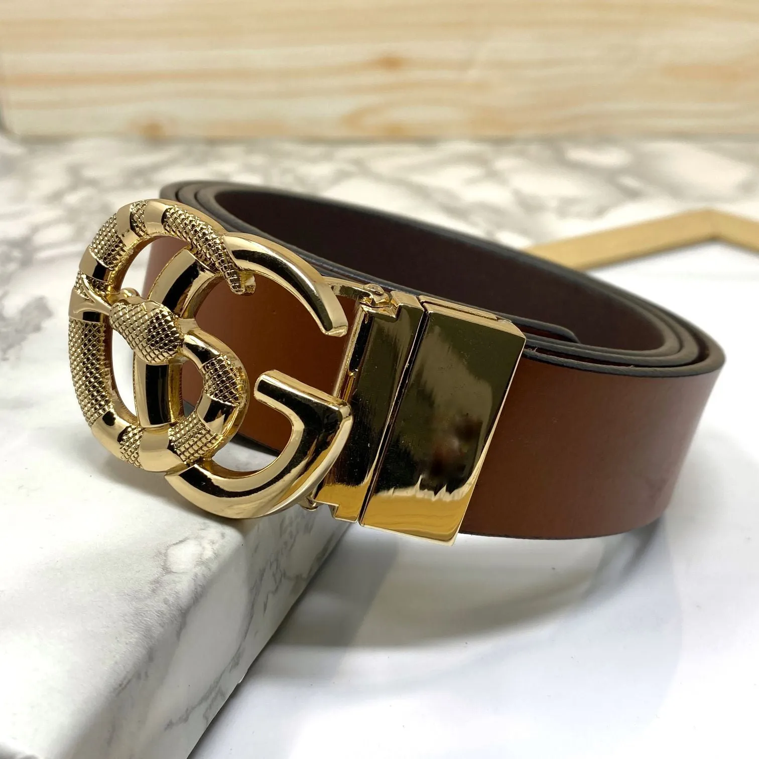 Classy Round Snake Design Leather Strap Belt-JoansParamount