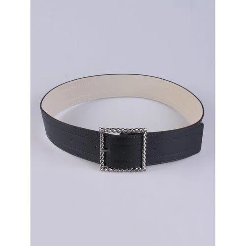 Coat Wear Hollow Twist Square Pin Buckle Belt - Black