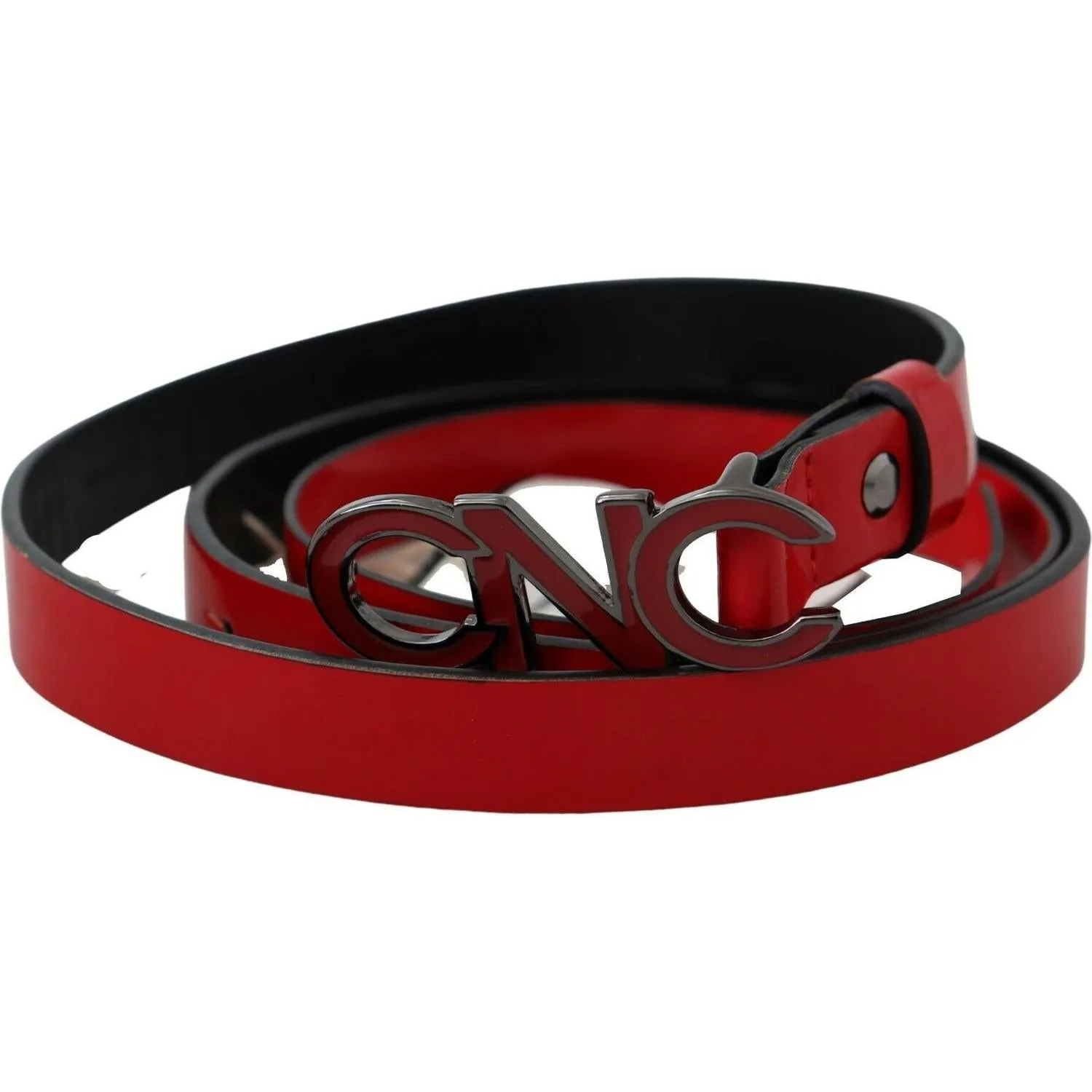 Costume National Chic Red Leather Waist Belt with Black-Tone Buckle