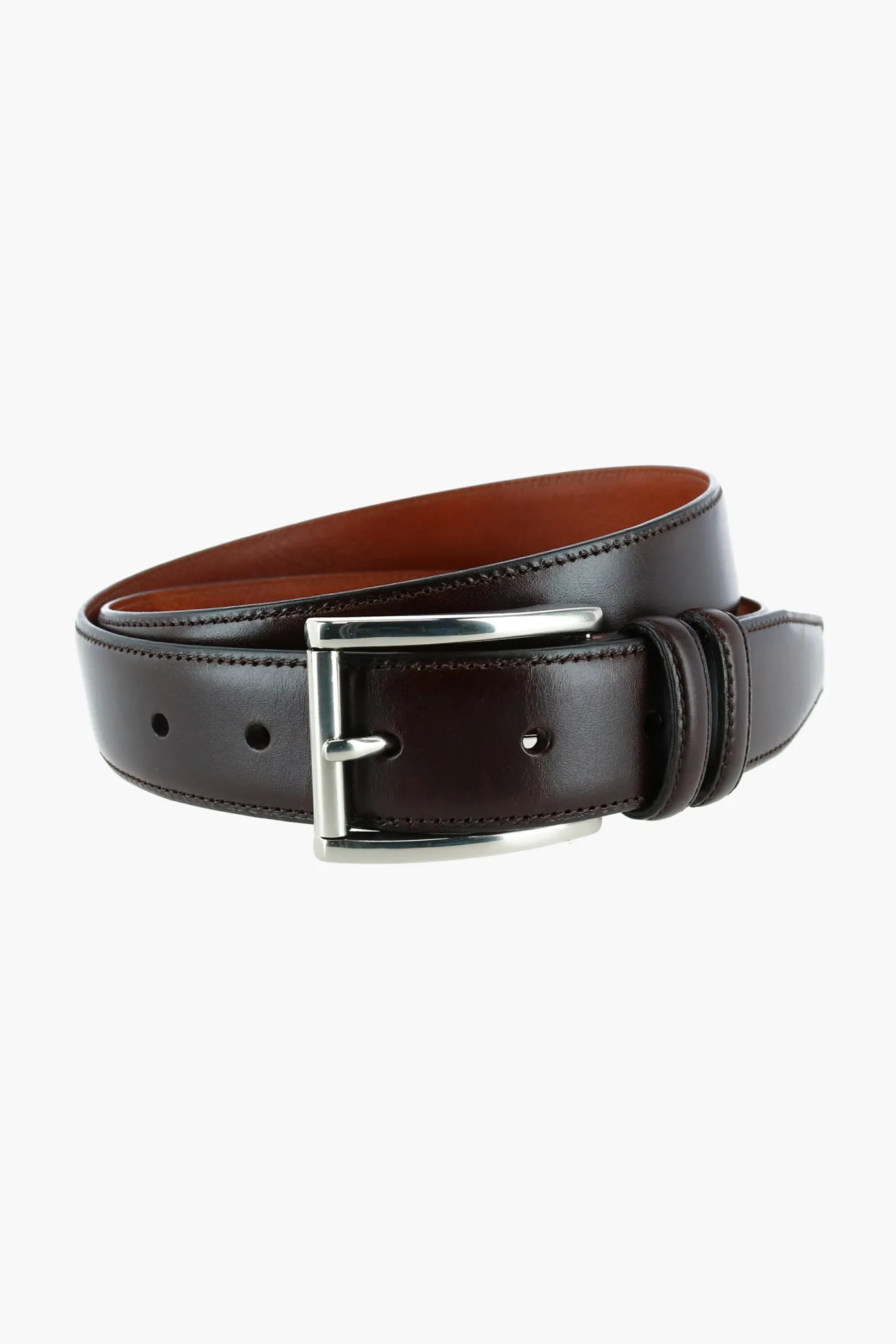 Dark Brown Lorenzo 32mm Dropped Edge Leather Belt