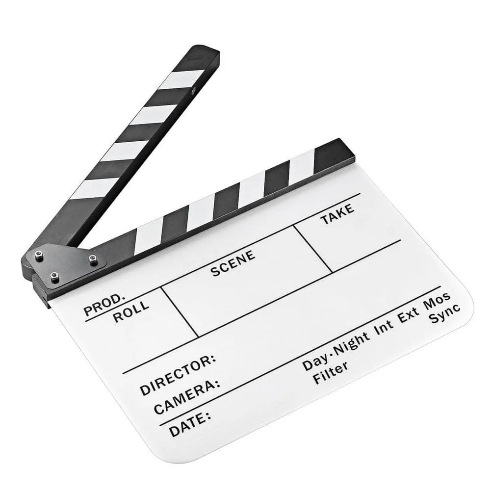 Director’s Acrylic Production Slate Clapperboard (Black and White)