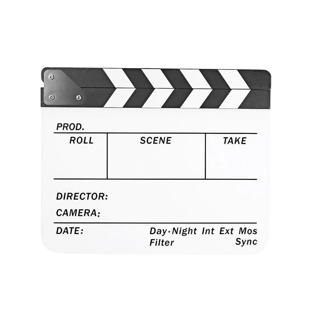 Director’s Acrylic Production Slate Clapperboard (Black and White)