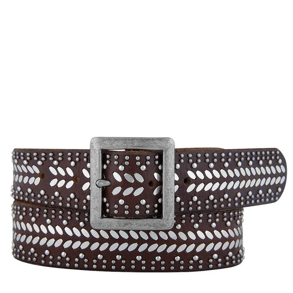 Ezra | Studded Black Leather Belt with Square Buckle