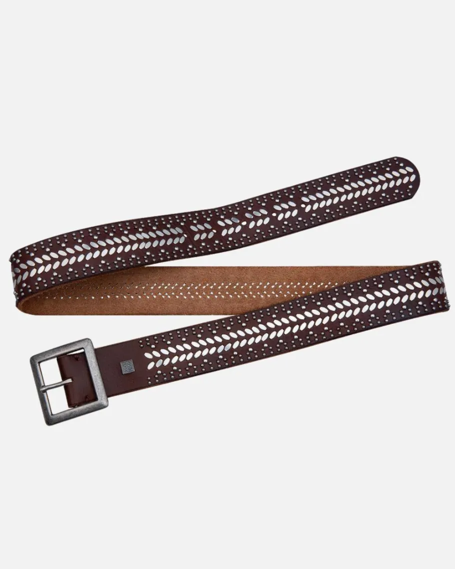 Ezra | Studded Black Leather Belt with Square Buckle