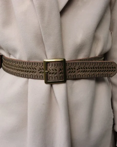 Ezra | Studded Black Leather Belt with Square Buckle