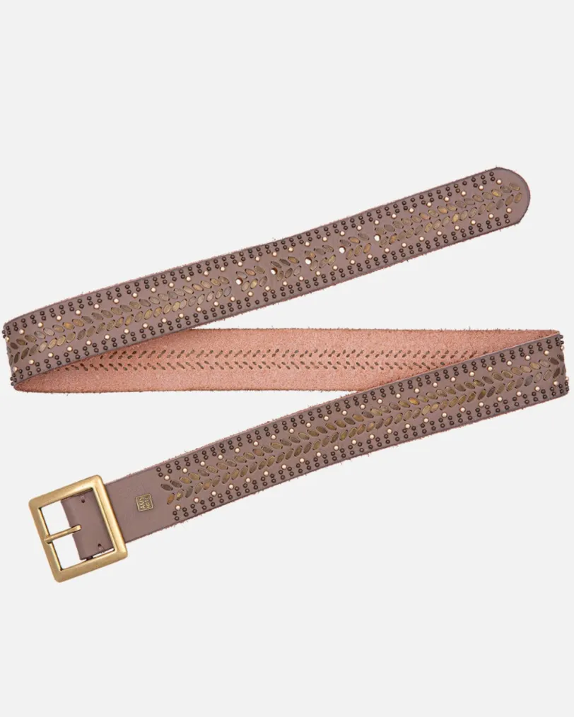 Ezra | Studded Black Leather Belt with Square Buckle