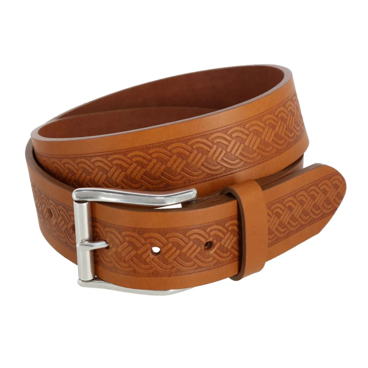 Grady 40mm Celtic Scroll Embossed Leather Jean Belt