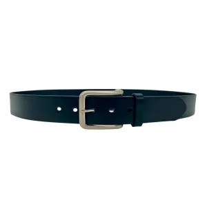 JARROD - Men's Black Genuine Leather Belt with Silver Buckle