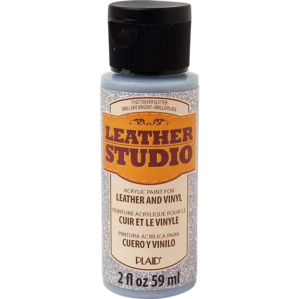 Leather Studio Paint Silver Glitter 2 Oz.