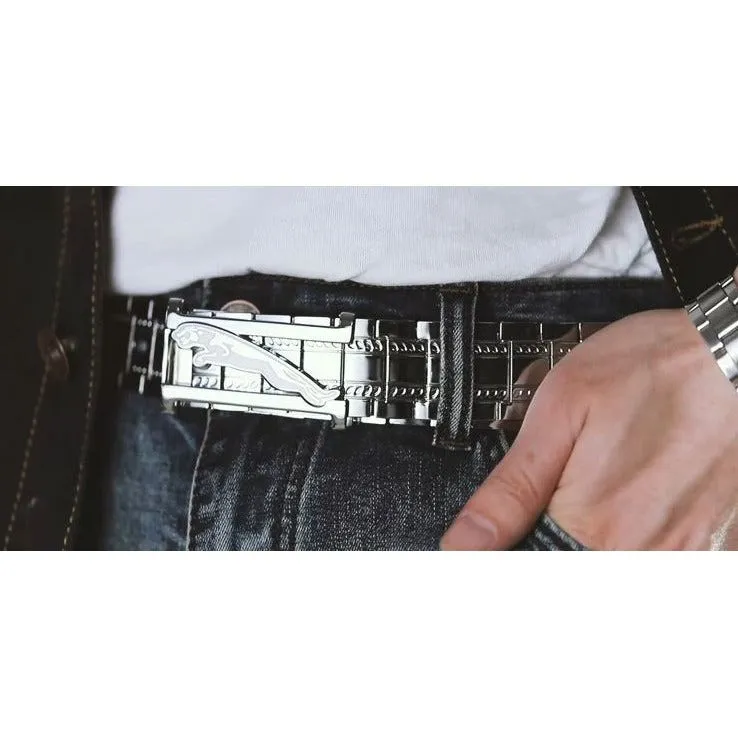 LuxeMetal Exotic Texture Steel Buckle Belt