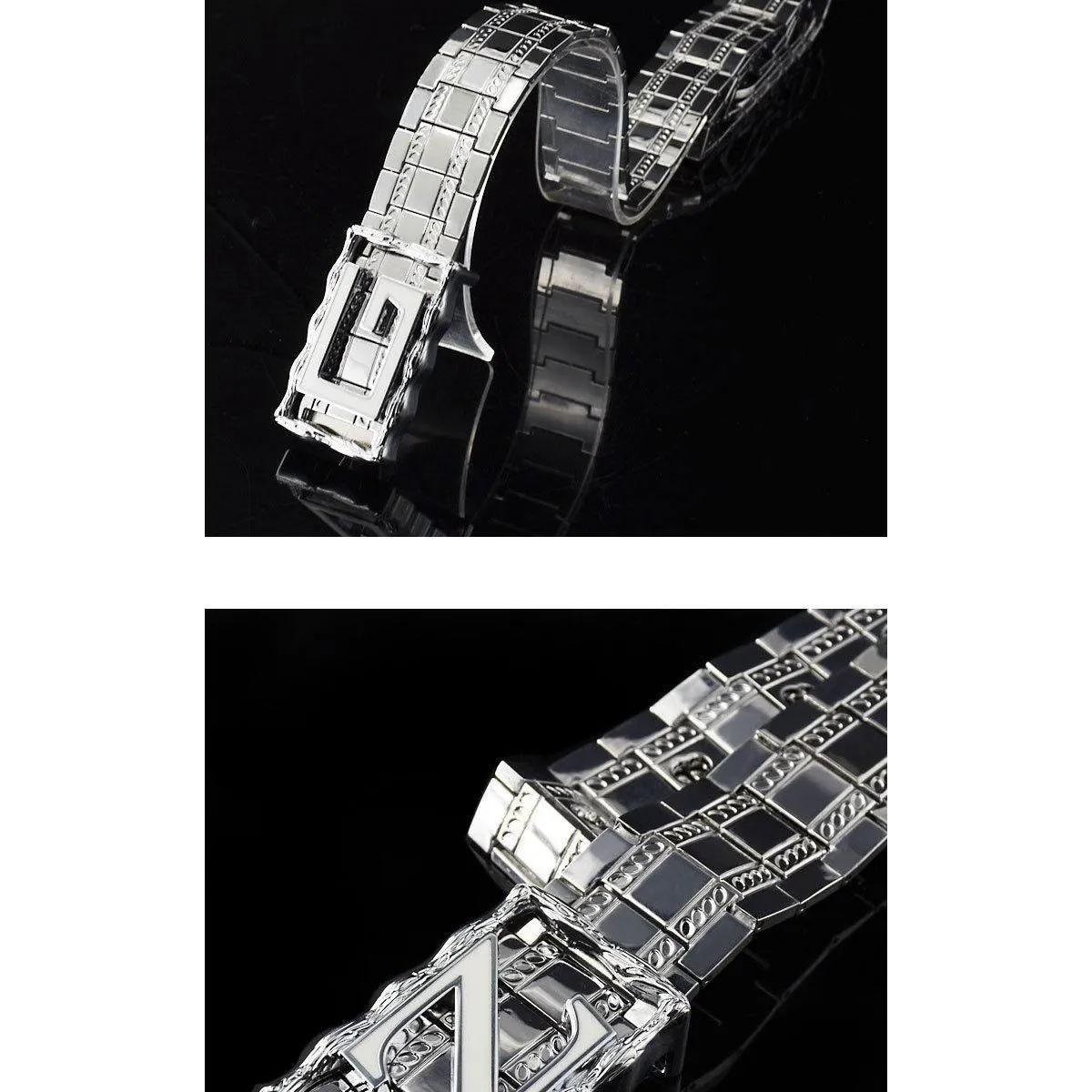 LuxeMetal Exotic Texture Steel Buckle Belt