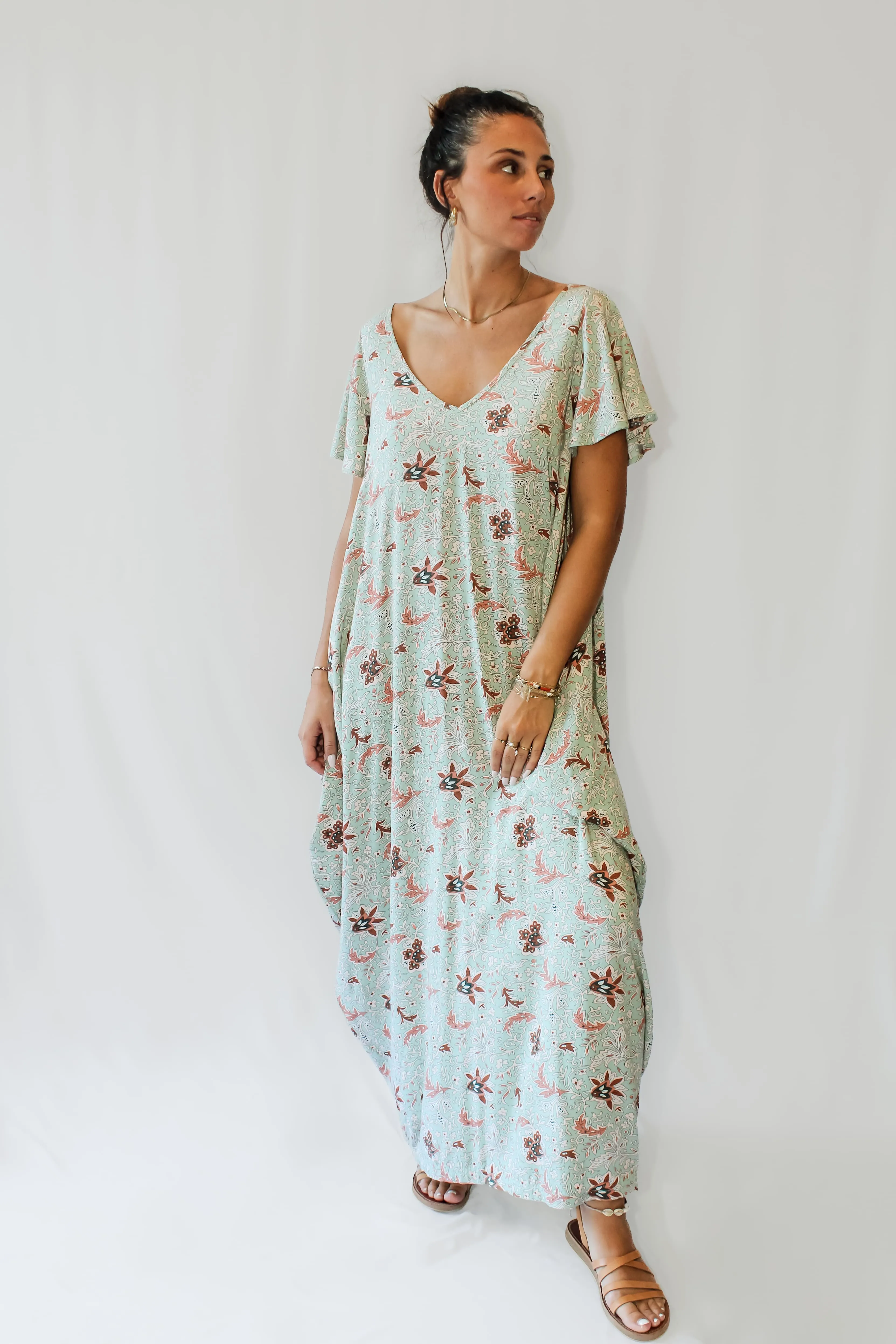 Maxi Wingdress Sleeved - soft turquoise