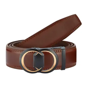 MEN'S DESIGNER FASHION STYLE BUCKLE TRACK BELT | RT40 | BROWN