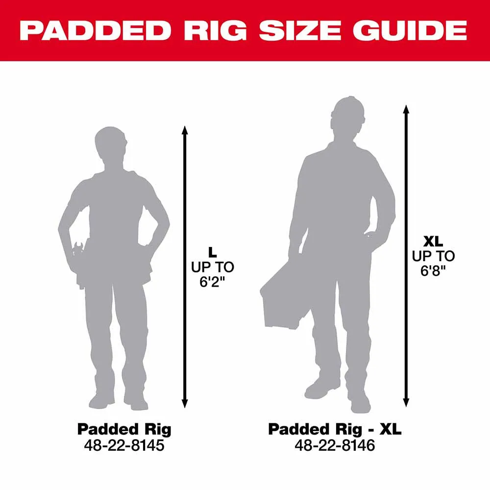 Milwaukee 48-22-8145 Padded Suspension Rig, All Metal Hardware, 1680Denier Ballistic Nylon