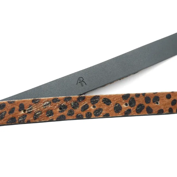 NARWEE - Women's Gold Leopard Print Genuine Leather Belt