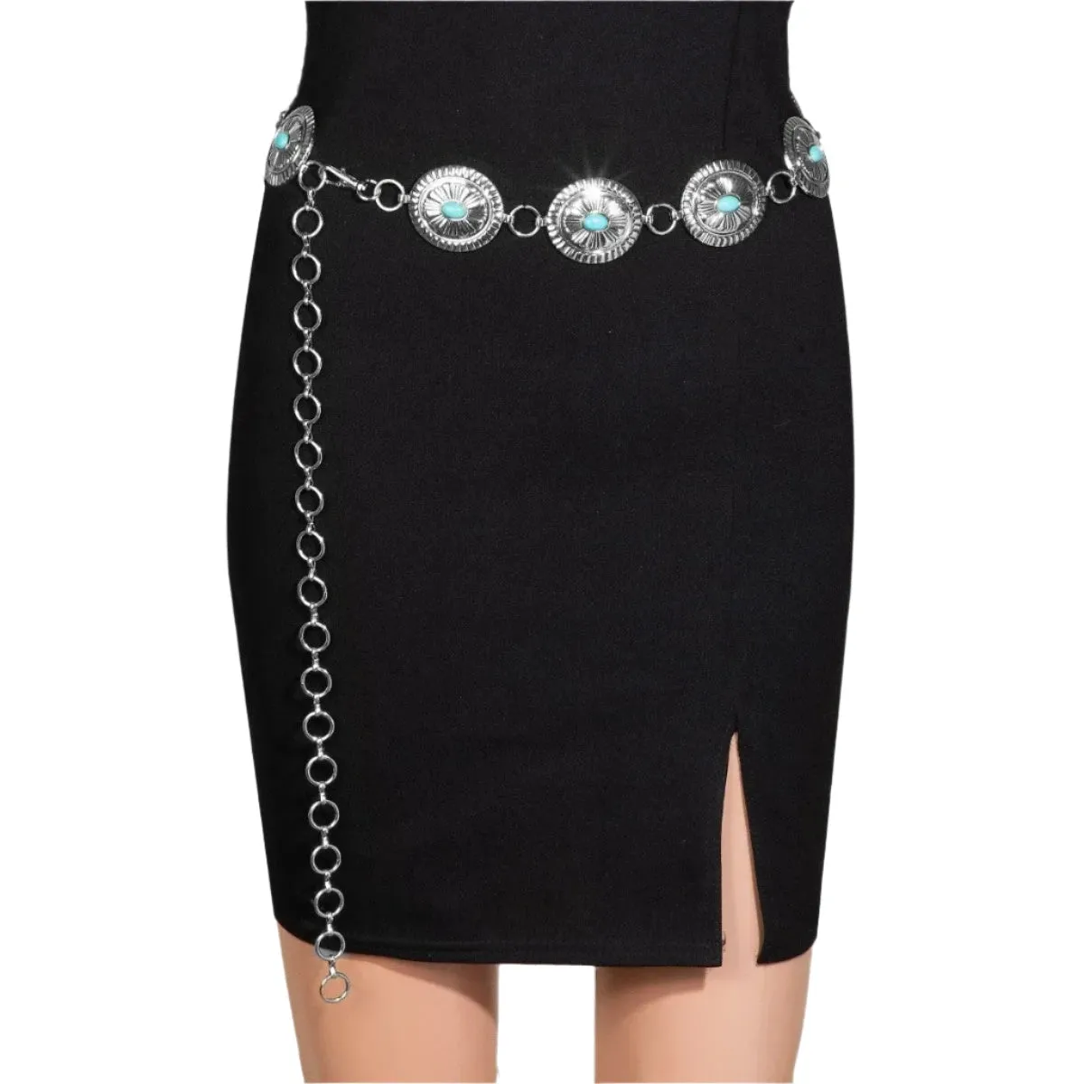 Oval Concho Disc Chain Belt