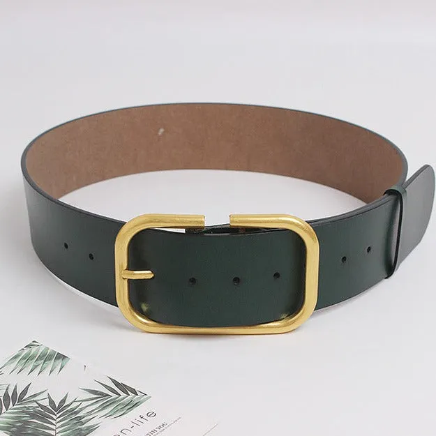 Oversize Buckle Leather Belt