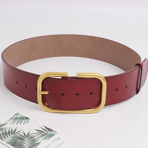 Oversize Buckle Leather Belt