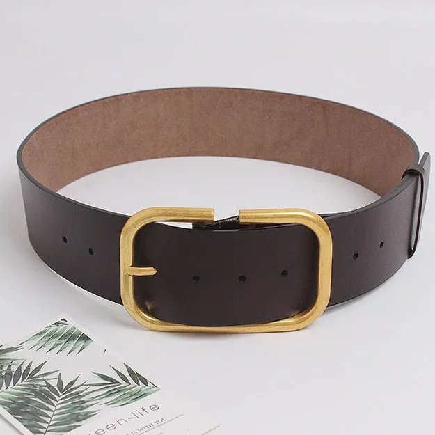 Oversize Buckle Leather Belt