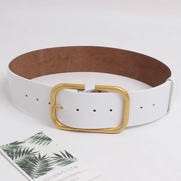 Oversize Buckle Leather Belt