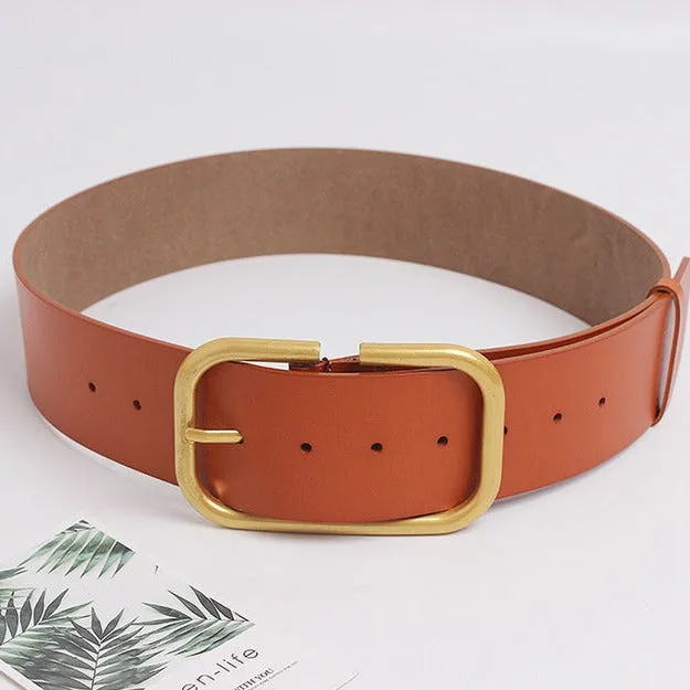 Oversize Buckle Leather Belt