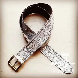 Oyster Paisley Genuine Leather Belt 901p