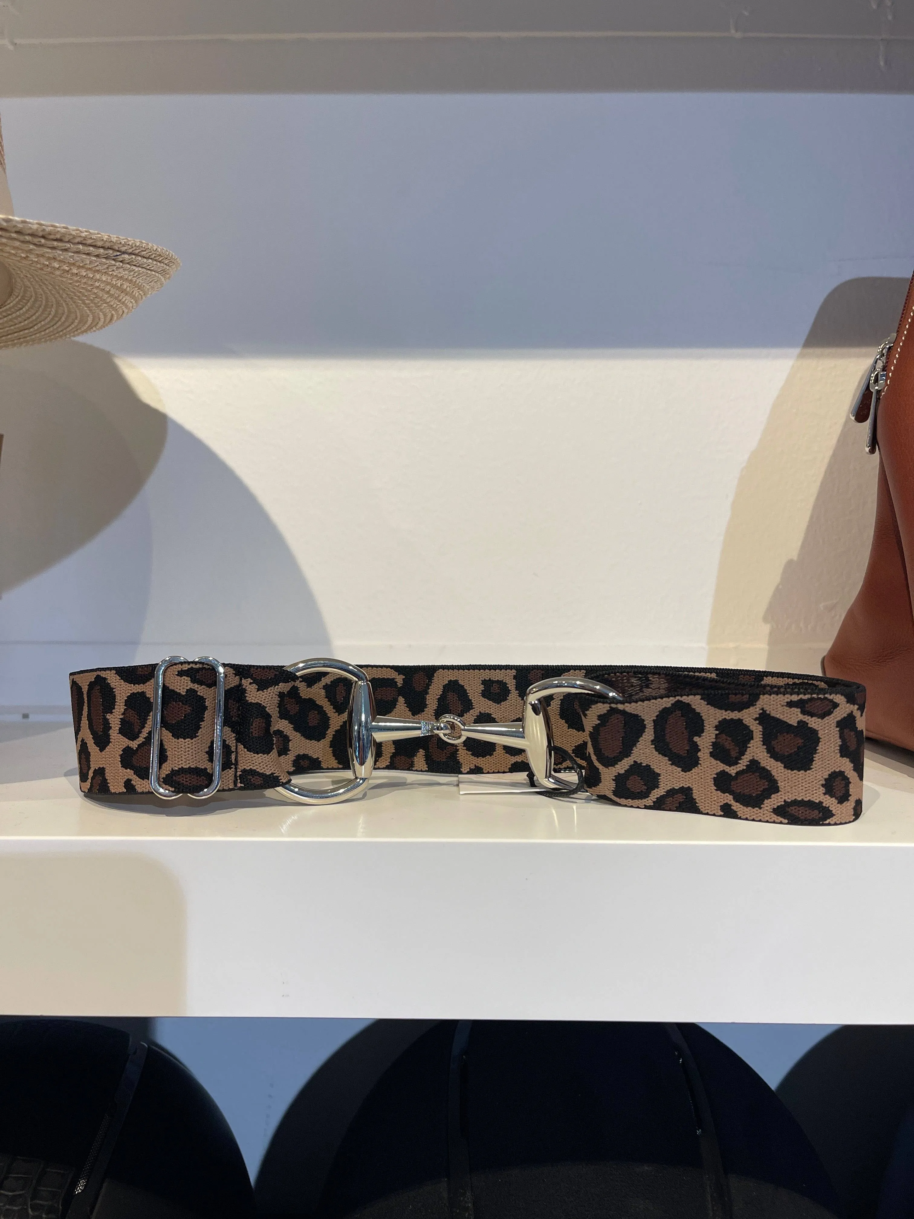 Pesazia - Stretch Bit Belts - Leopard w/ Silver Snaffle Bit